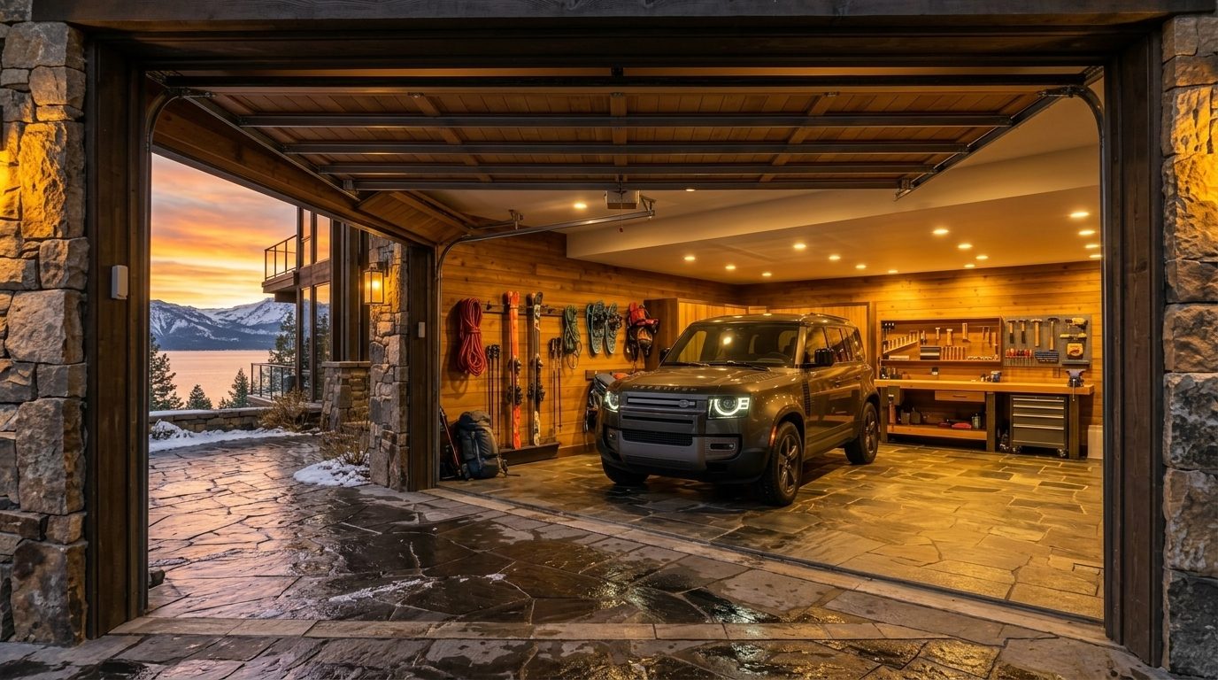 Megan Garage Door Repair Interior View of Custom Garage Door Overhead and Workshop